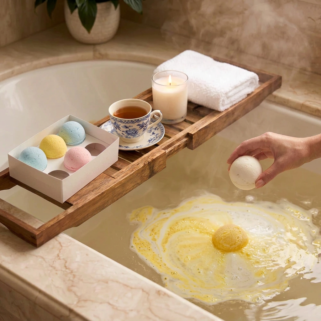 Natural bath bomb gift box by ABD Naturals for gifting a relaxing bath to someone with sensitive skin, photo 5