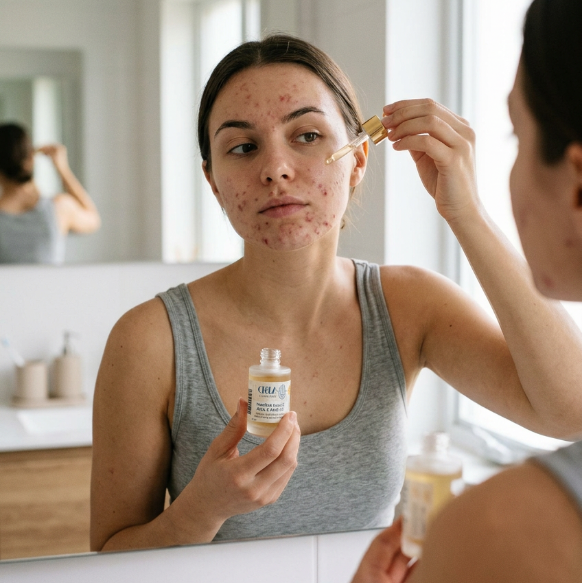 Liquid exfoliant serum 2% BHA & AHA for acne prone skin