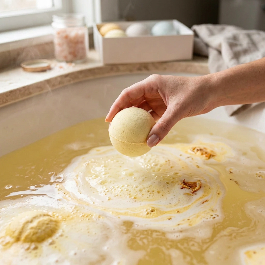 Natural bath bomb gift box, made in St. Albert for gifting a relaxing bath to someone with sensitive skin