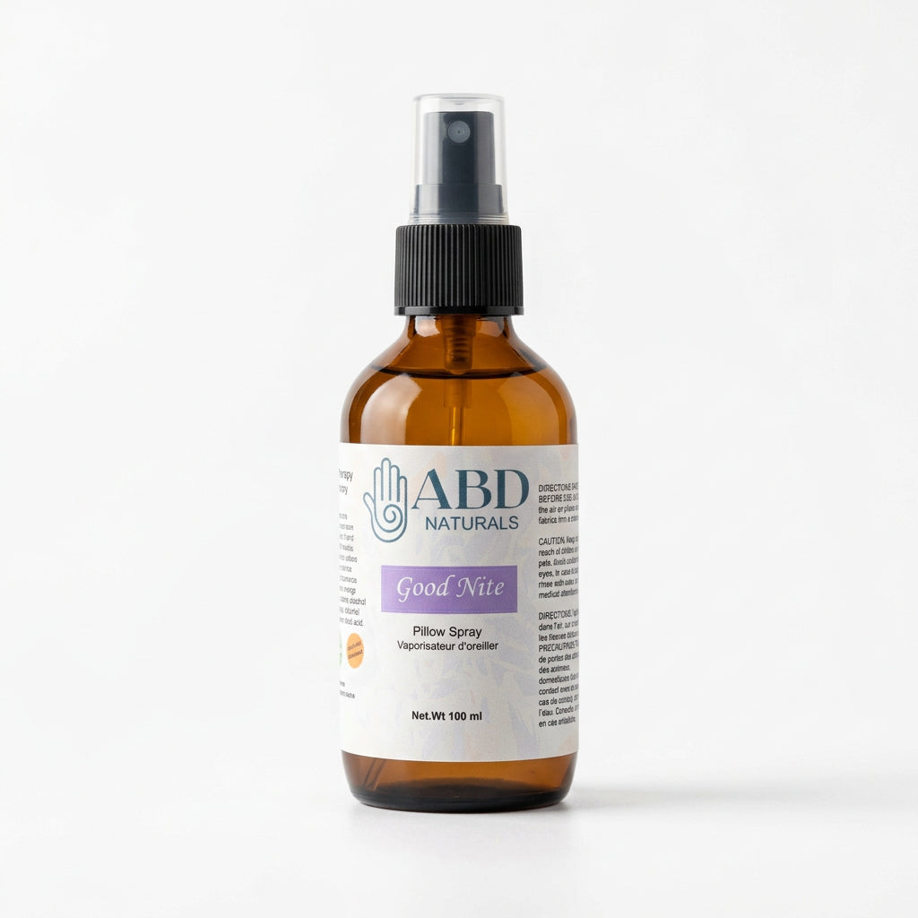 GoodNite lavender pillow spray for bedtime by ABD Naturals, handmade in Alberta