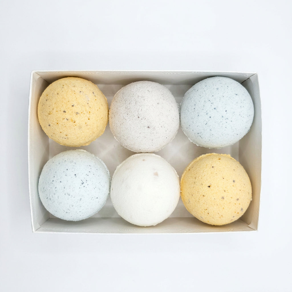 Natural bath bomb gift box by ABD Naturals, used for gifting a relaxing bath to someone with sensitive skin