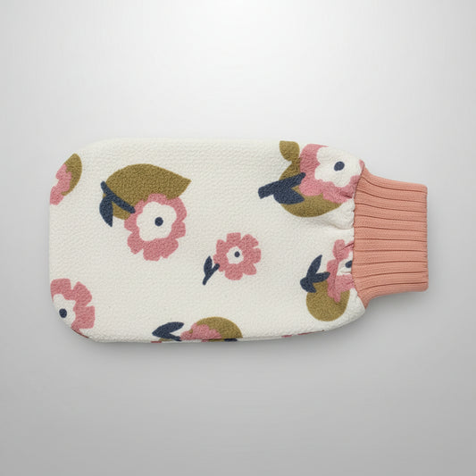 Exfoliating mitten for gentle face and body exfoliation in the shower or bath