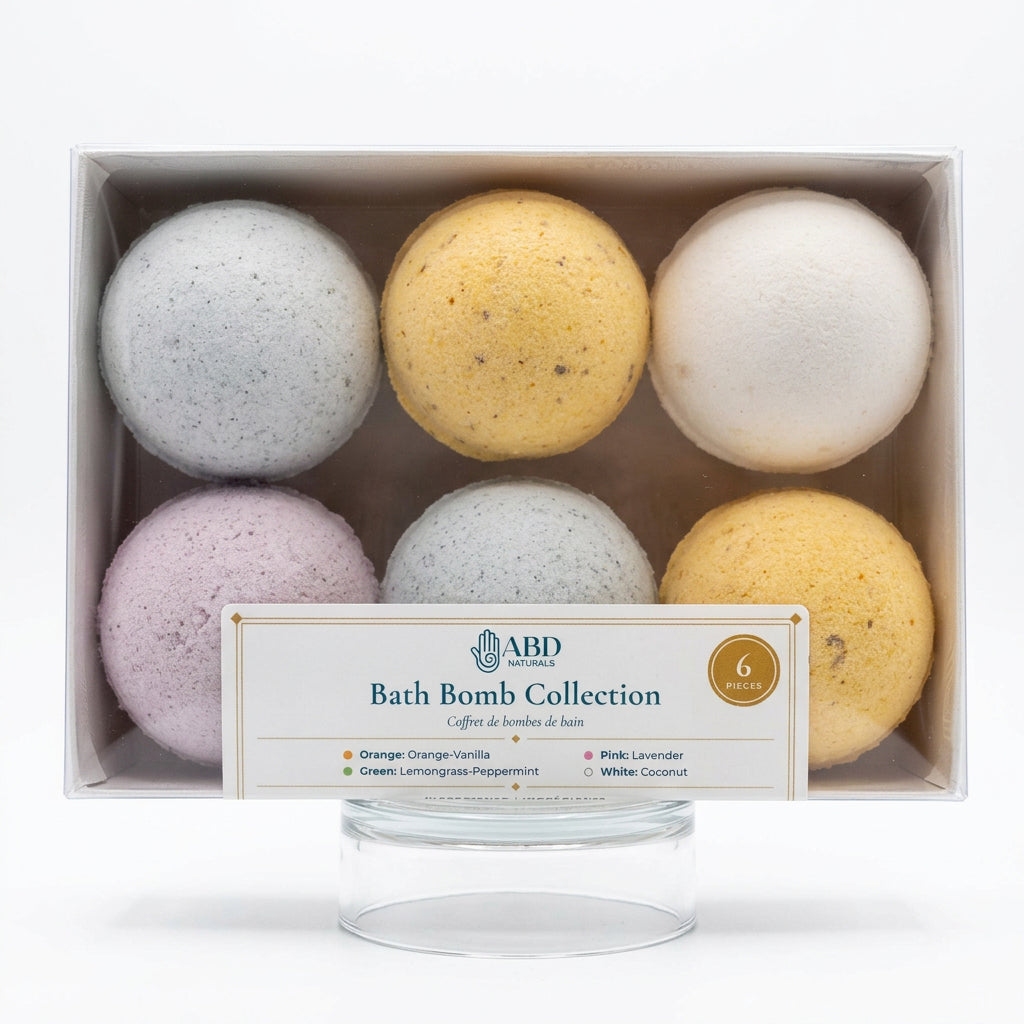 Natural bath bomb gift box for gifting a relaxing bath to someone with sensitive skin, handmade in Alberta