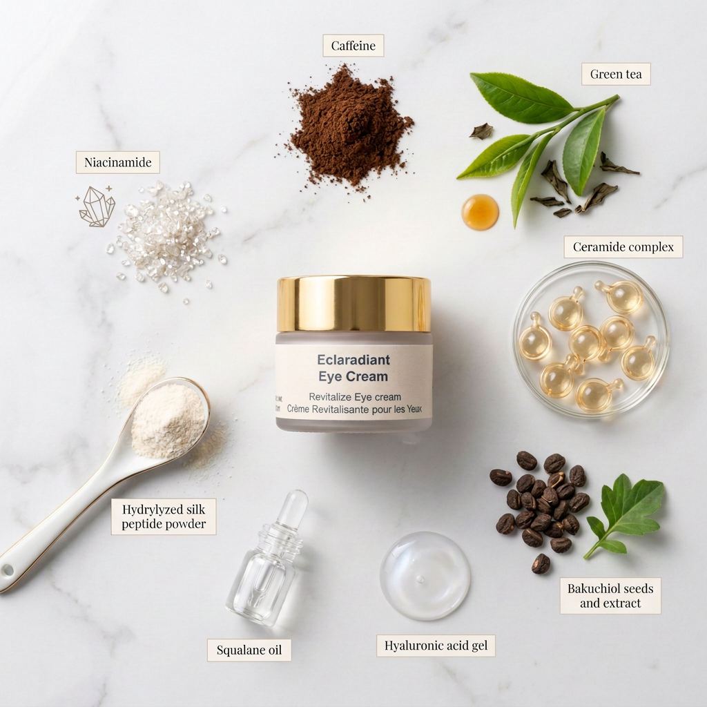 Lumina eye cream for reducing the look of puffy eyes and dark circles, handmade in Alberta