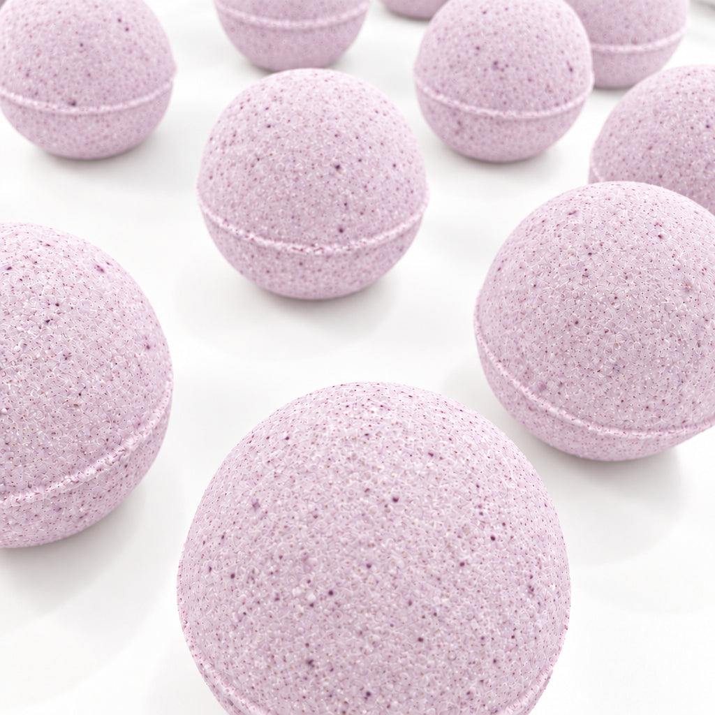 Natural lavender bath bomb for a calming, relaxing bath, handmade in Alberta