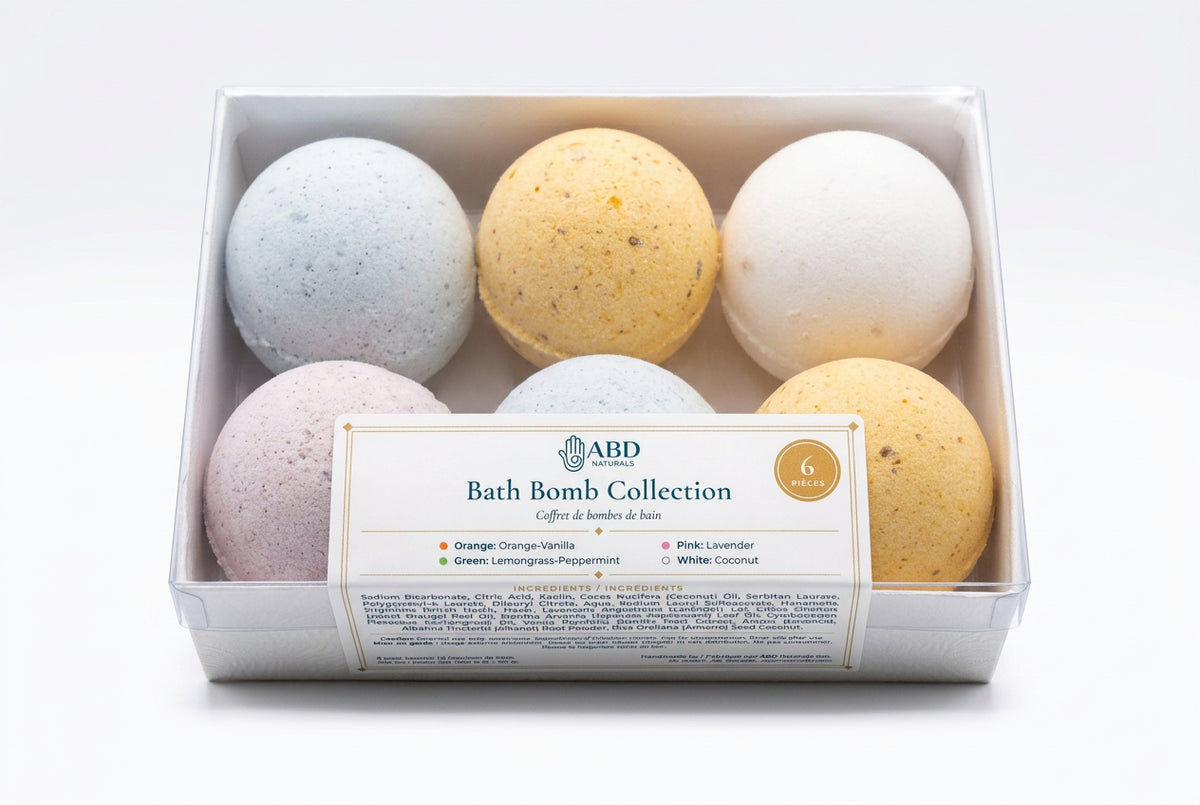 Natural bath bomb gift box for gifting a relaxing bath to someone with sensitive skin