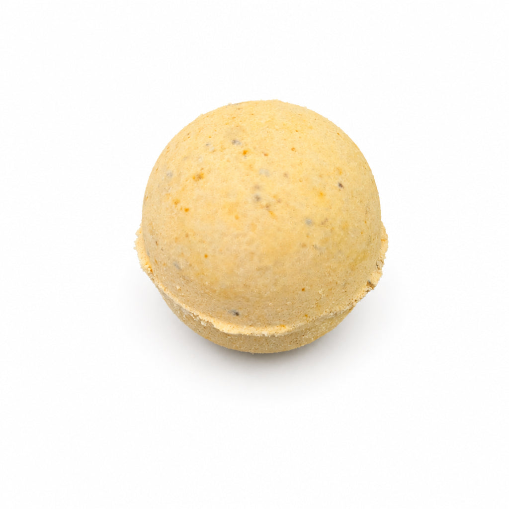 Orange vanilla natural bath bomb for a warm, comforting bath, gentle on sensitive skin