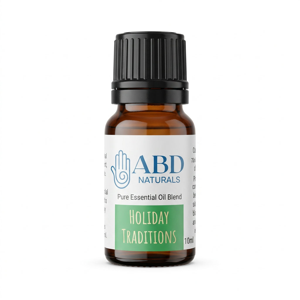 Holiday Traditions essential oil blend with Japanese peppermint, sweet orange, cedarwood and frankincense by ABD Naturals
