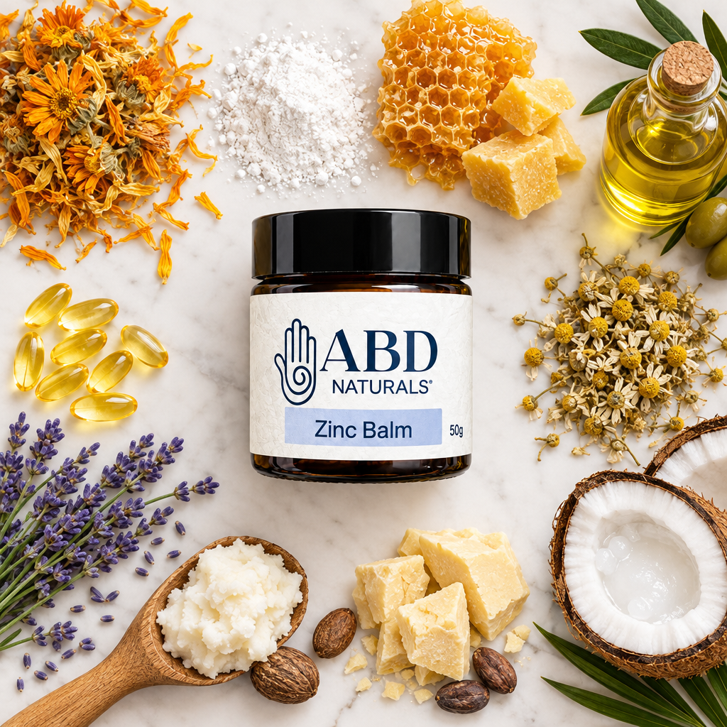 Unscented zinc balm for dry, rough skin, handmade in Alberta